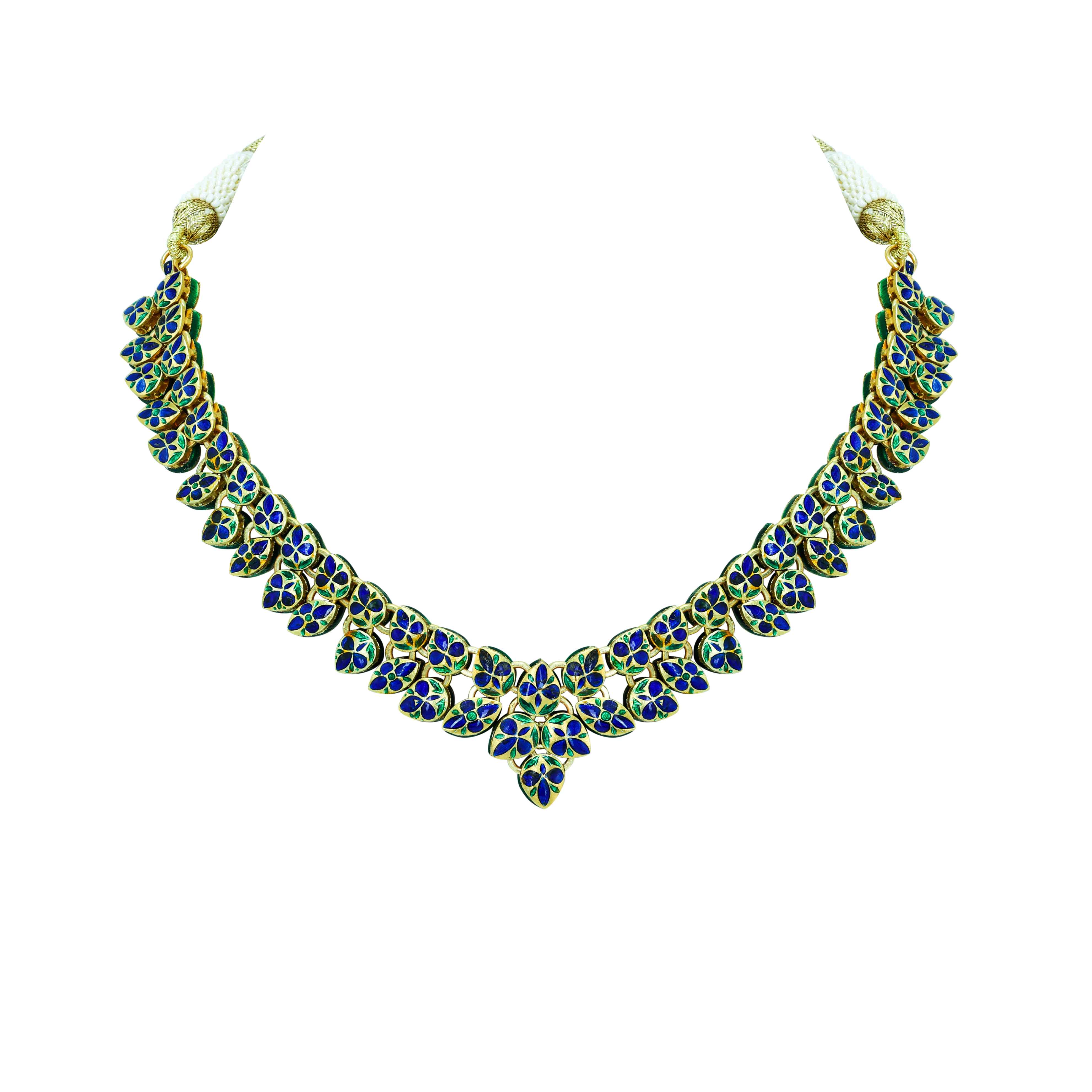 Polki Diamond Necklace with Soft Green Enamel